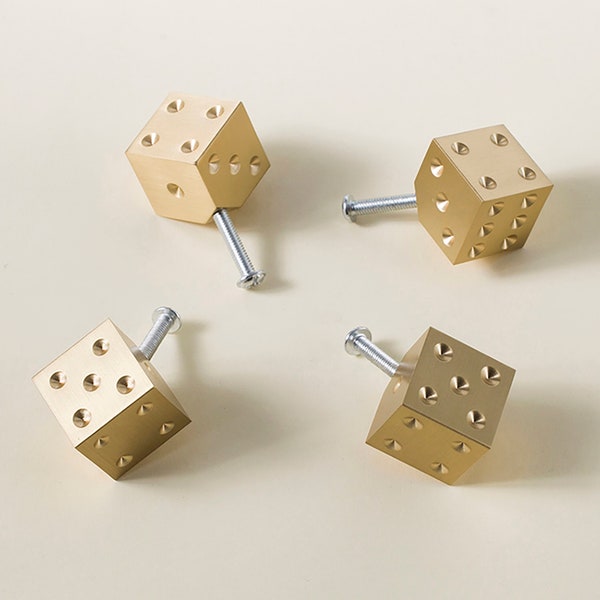 Brass Cubic Dice Design Cabinet Knobs, Drawer Knobs for homes, offices, cafes, restaurants etc.