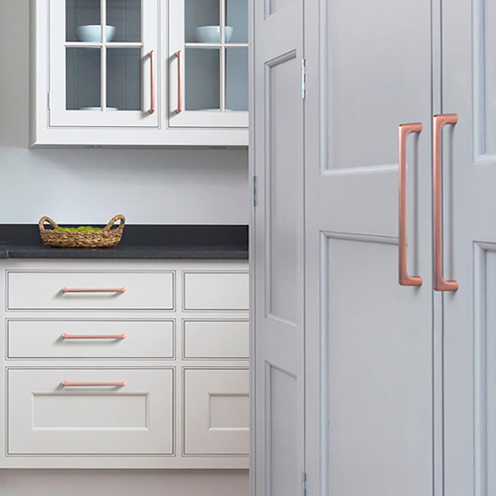 Brushed Rose Gold Pulls Knobs Drawer Pulls Etsy