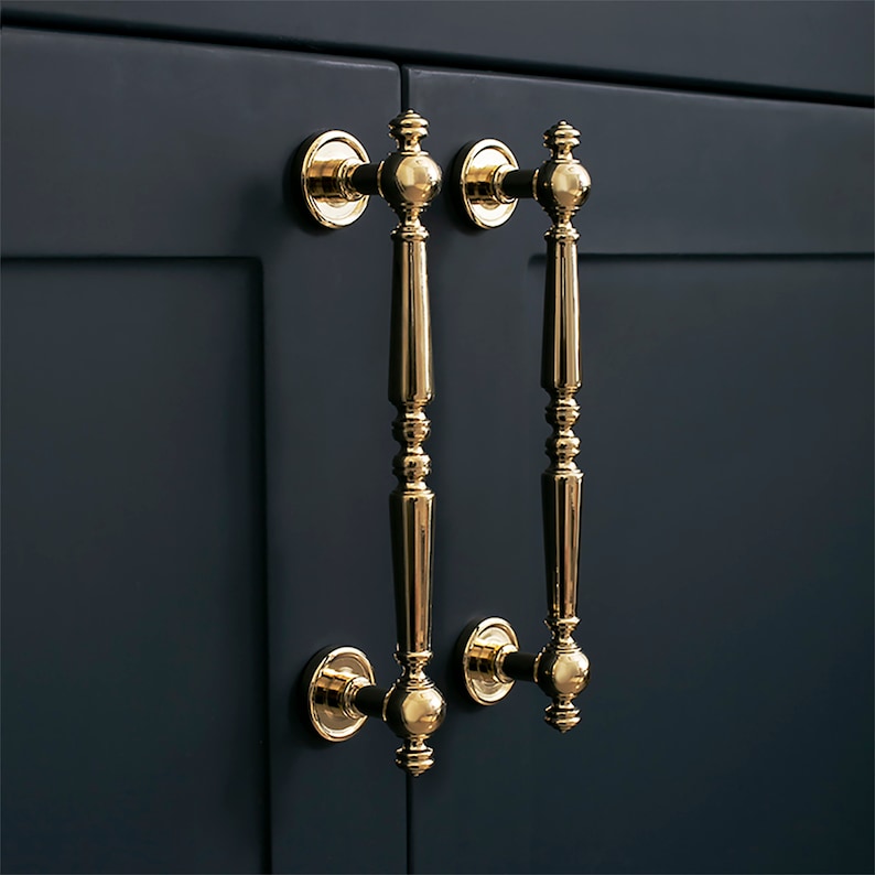 Polished Gold & Chrome Brass Cabinet Pulls, Cabinet Knobs, Drawer Pulls, Drawer Knobs, Cabinet handles, Wardrobe Pulls, Brass Pulls image 1