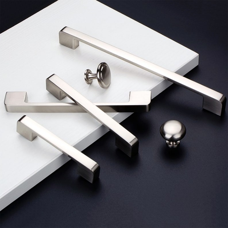 Brushed Nickel Drawer Knobs and Drawer Pulls Knobs Etsy