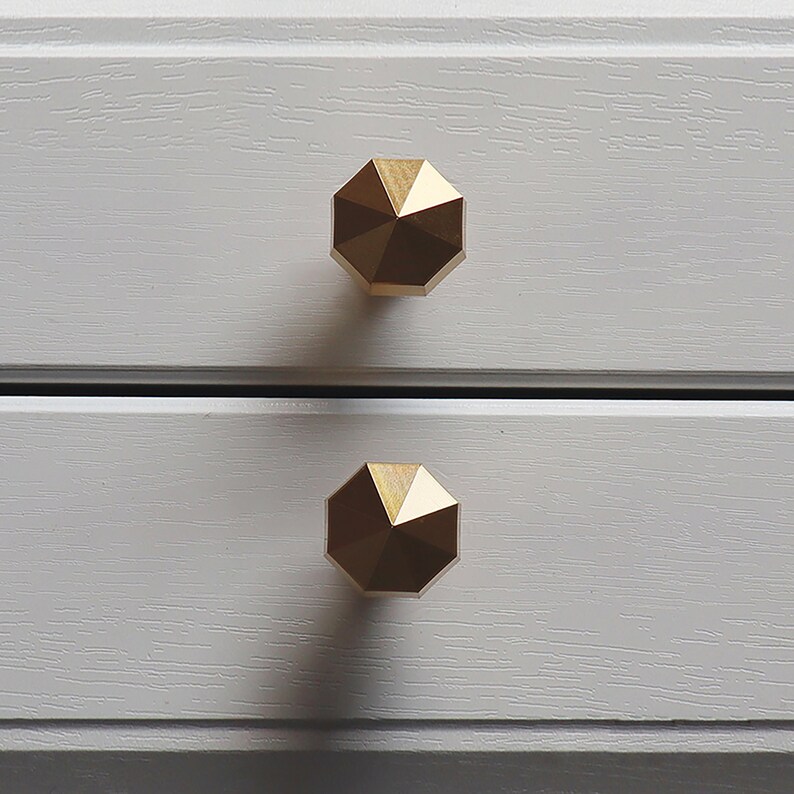 Gold Brass Octagon Cabinet Knobs, Drawer Knobs for homes, offices, cafes, restaurants etc. image 5