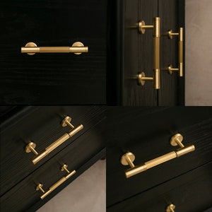 Gold Brass Cabinet Pulls Rimmed Edge, Cabinet Knobs, Dresser Pulls and Knobs, Drawer Pulls, Drawer Knobs, Wardrobe Pulls, Wardrobe Knobs image 8