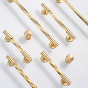 Gold Brass Cabinet Pulls Rimmed Edge, Cabinet Knobs, Dresser Pulls and Knobs, Drawer Pulls, Drawer Knobs, Wardrobe Pulls, Wardrobe Knobs image 3