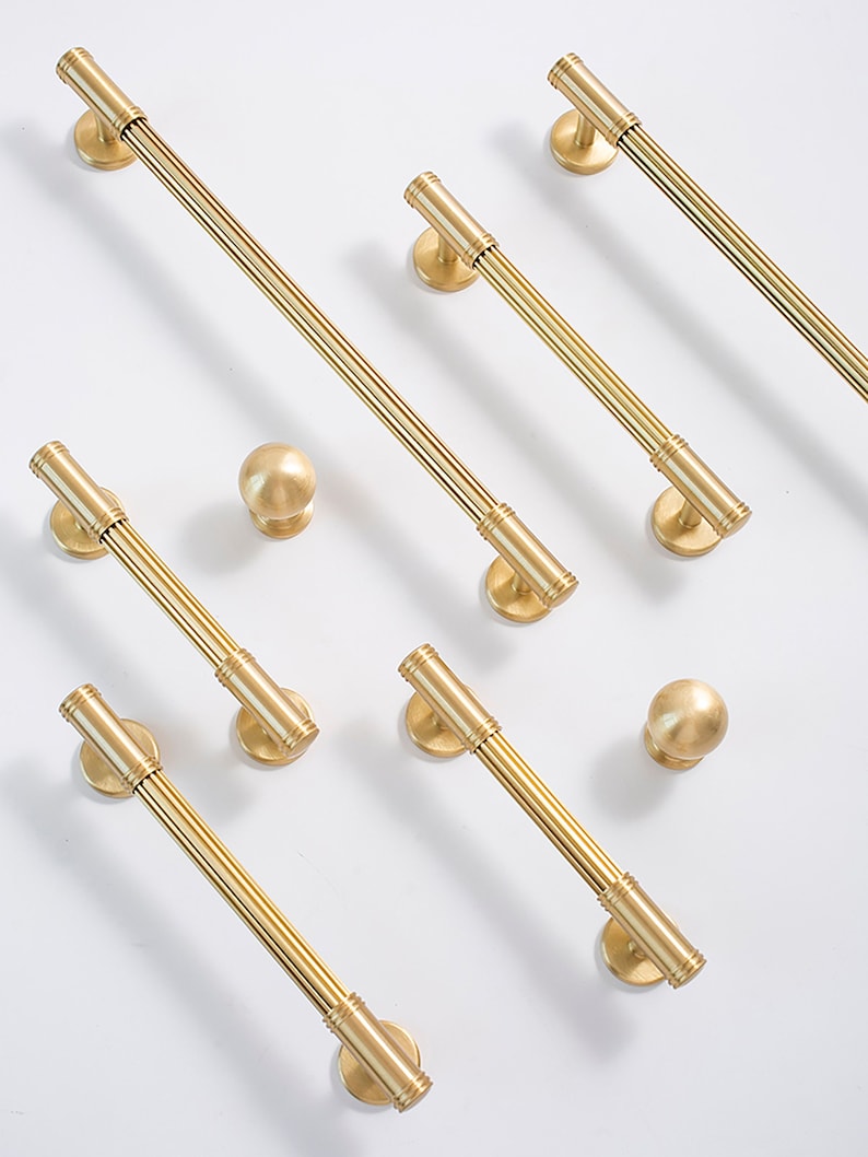 Gold Brass Cabinet Pulls Rimmed Edge, Cabinet Knobs, Dresser Pulls and Knobs, Drawer Pulls, Drawer Knobs, Wardrobe Pulls, Wardrobe Knobs image 3