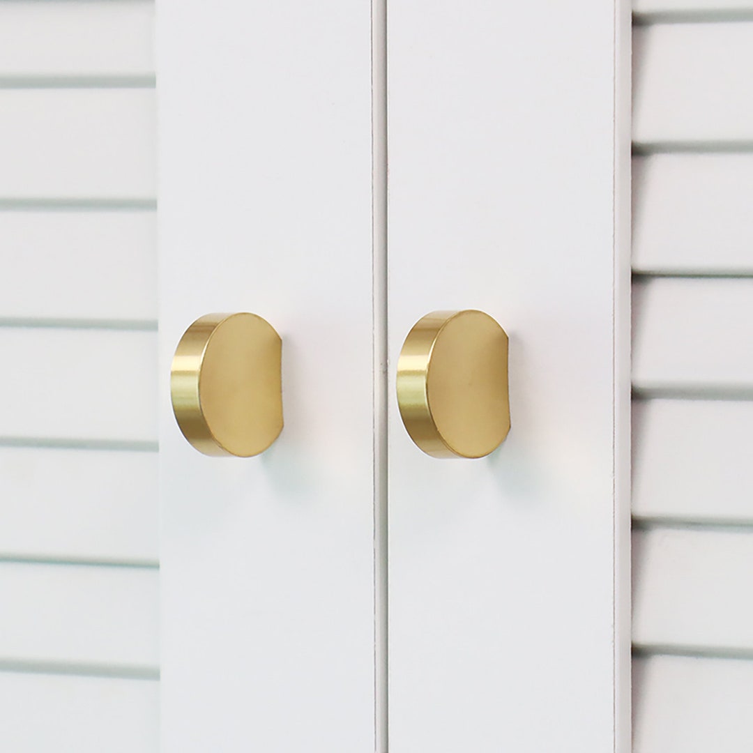 Gold Brass Kitchen Round Knobs Drawer Knobs Drawer Etsy