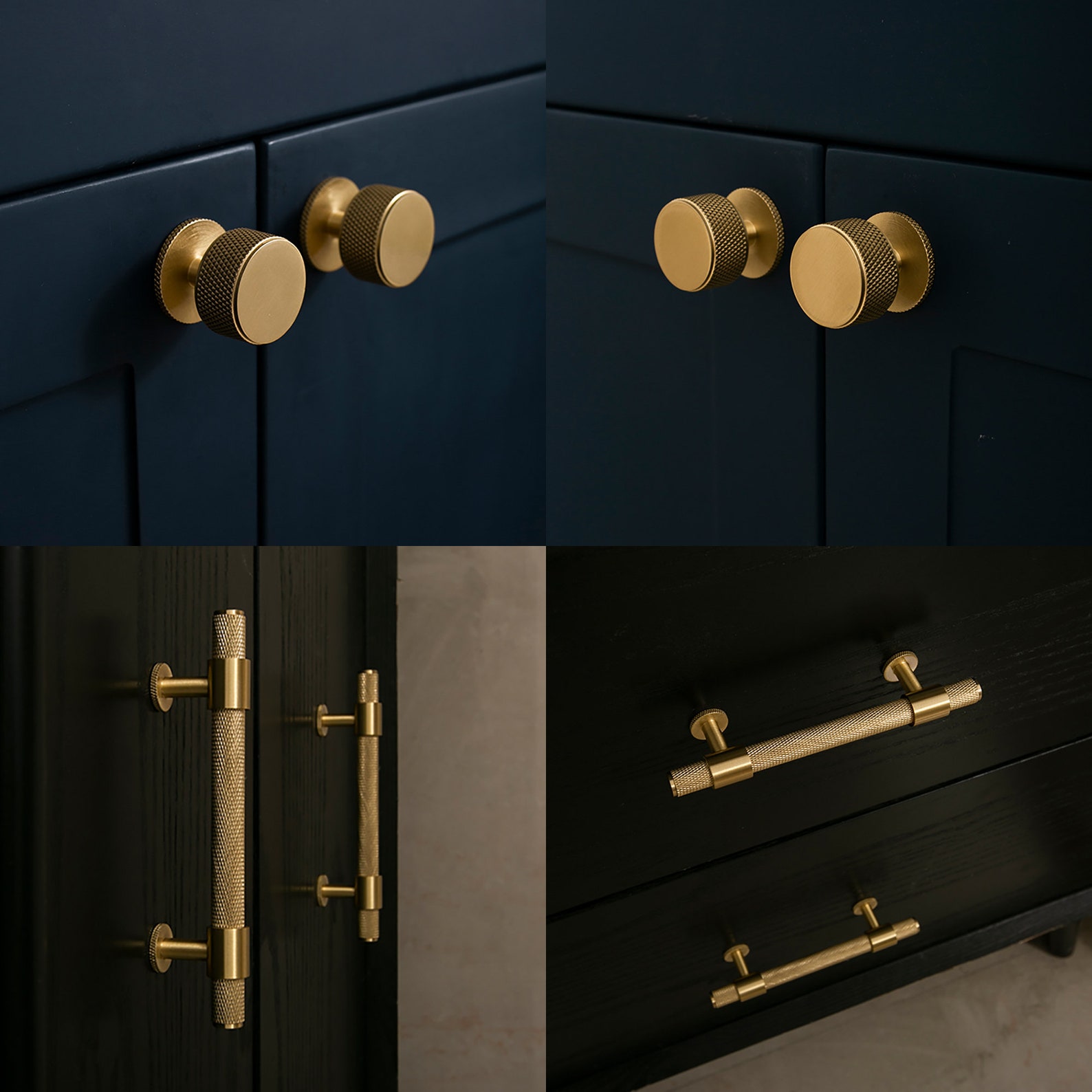 Knurled Gold Brass Pulls Rimmed Knobs Etsy