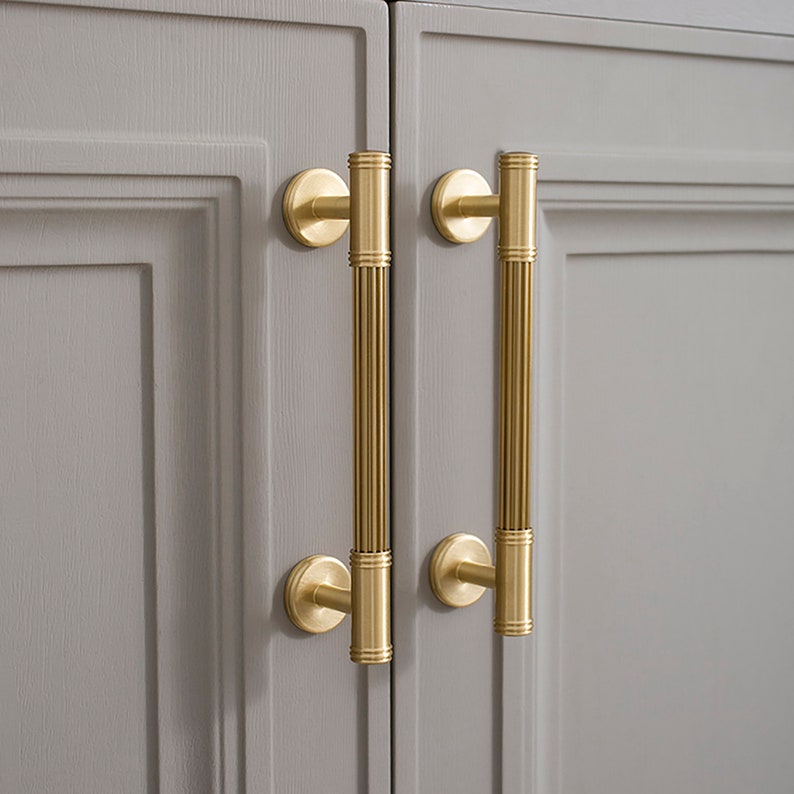 Gold Brass Pulls Rimmed Edge Knobs Dresser Etsy