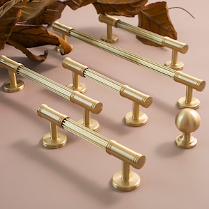 Gold Brass Cabinet Pulls Rimmed Edge, Cabinet Knobs, Dresser Pulls and Knobs, Drawer Pulls, Drawer Knobs, Wardrobe Pulls, Wardrobe Knobs image 9