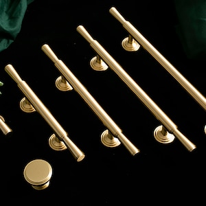 Gold Brass Cabinet Pulls Rimmed, Cabinet Knobs, Dresser Pulls and Knobs, Drawer Pulls, Drawer Knobs, Wardrobe Pulls, Wardrobe Knobs image 7