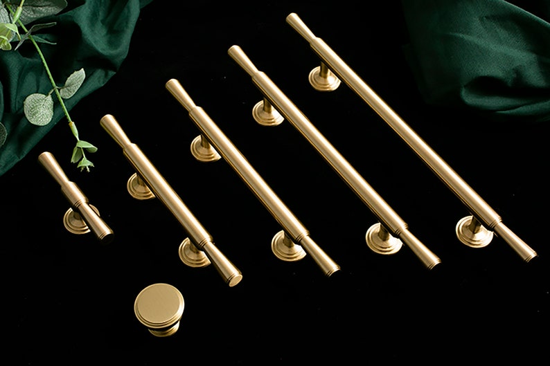 Gold Brass Cabinet Pulls Rimmed, Cabinet Knobs, Dresser Pulls and Knobs, Drawer Pulls, Drawer Knobs, Wardrobe Pulls, Wardrobe Knobs image 7