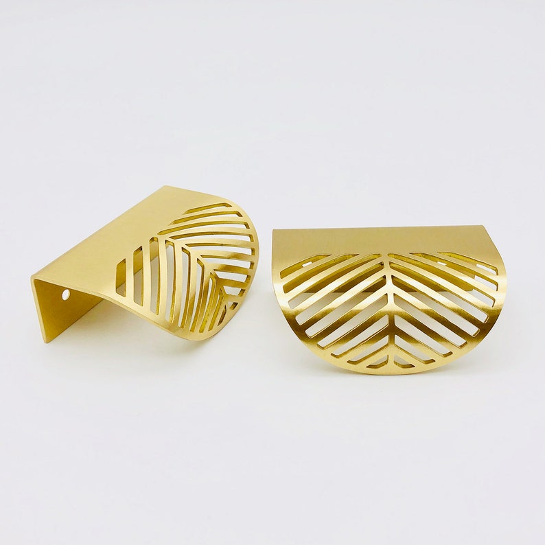 Brass Gold Leaf Design Invisible Drawer Pulls, Cabinet Pulls, Wardrobe Pulls, Cupboard Pulls for homes, offices, cafes, restaurants etc. image 2