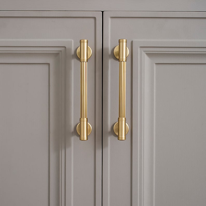 Gold Brass Cabinet Pulls Rimmed Edge, Cabinet Knobs, Dresser Pulls and Knobs, Drawer Pulls, Drawer Knobs, Wardrobe Pulls, Wardrobe Knobs image 5