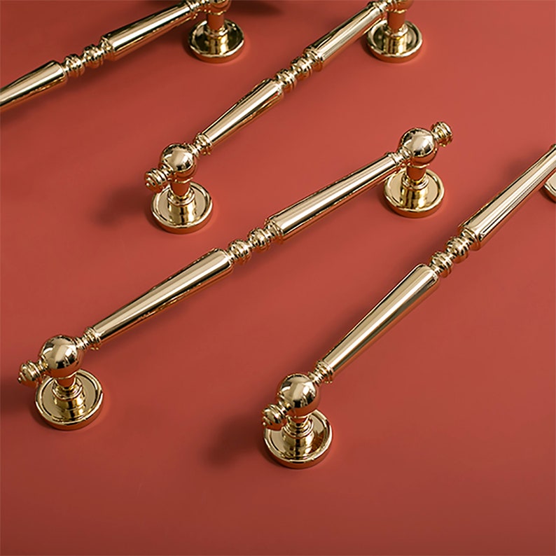 Polished Gold & Chrome Brass Cabinet Pulls, Cabinet Knobs, Drawer Pulls, Drawer Knobs, Cabinet handles, Wardrobe Pulls, Brass Pulls image 3