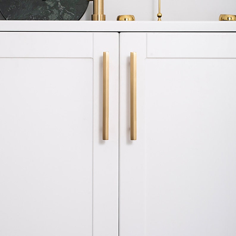 Hexagon Gold Brass Pulls Knobs Dresser Etsy