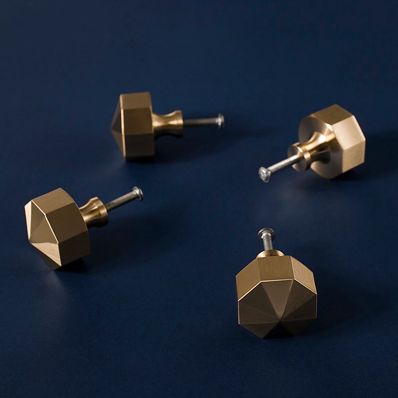 Gold Brass Octagon Knobs Drawer Knobs for homes Etsy