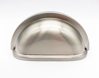 Brushed Nickel Round Cabinet Cup Pulls, Drawer Pulls, Drawer Cup Pulls, Knobs, Bin Pulls for homes, offices, cafes, restaurants etc.