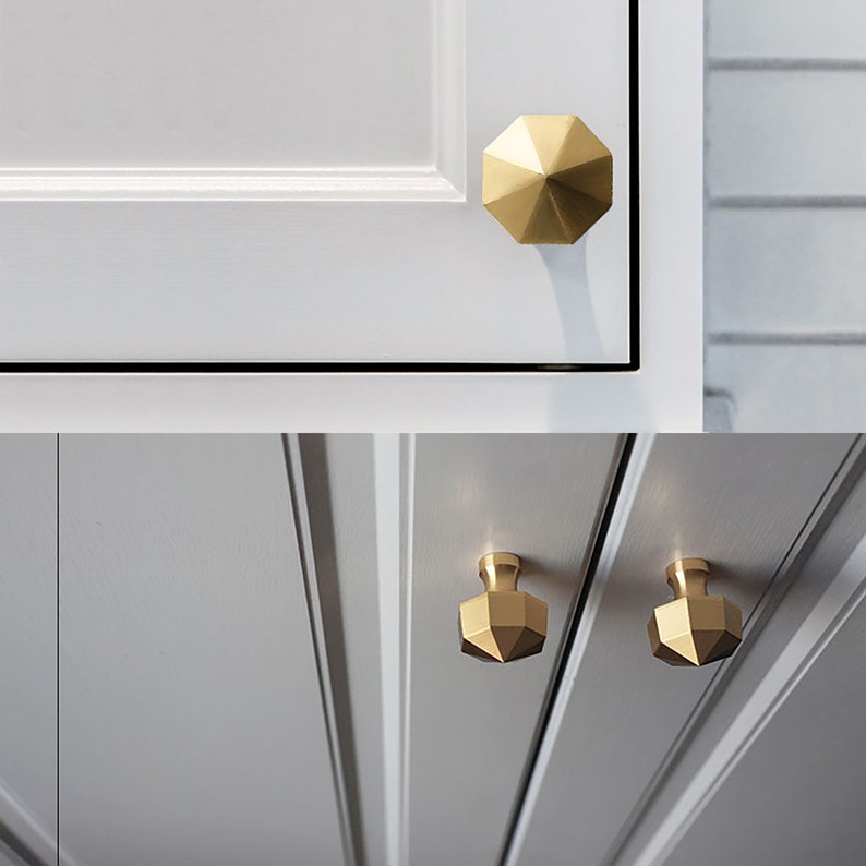 Gold Brass Octagon Knobs Drawer Knobs for Homes Etsy