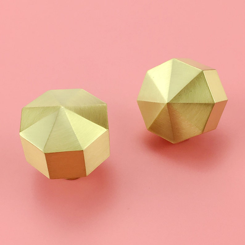 Gold Brass Octagon Cabinet Knobs, Drawer Knobs for homes, offices, cafes, restaurants etc. image 1