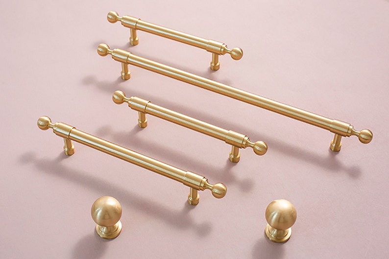 Gold Brass Cabinet Pulls, Cabinet Handles, Wardrobe Handles, Wardrobe Pulls, Dresser Pulls, Dresser Knobs, Drawer Pulls, Drawer Knobs image 1