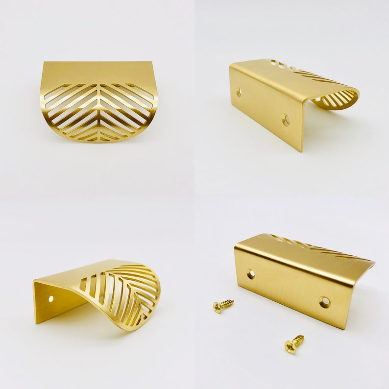 Brass Gold Leaf Design Invisible Drawer Pulls, Cabinet Pulls, Wardrobe Pulls, Cupboard Pulls for homes, offices, cafes, restaurants etc. image 4