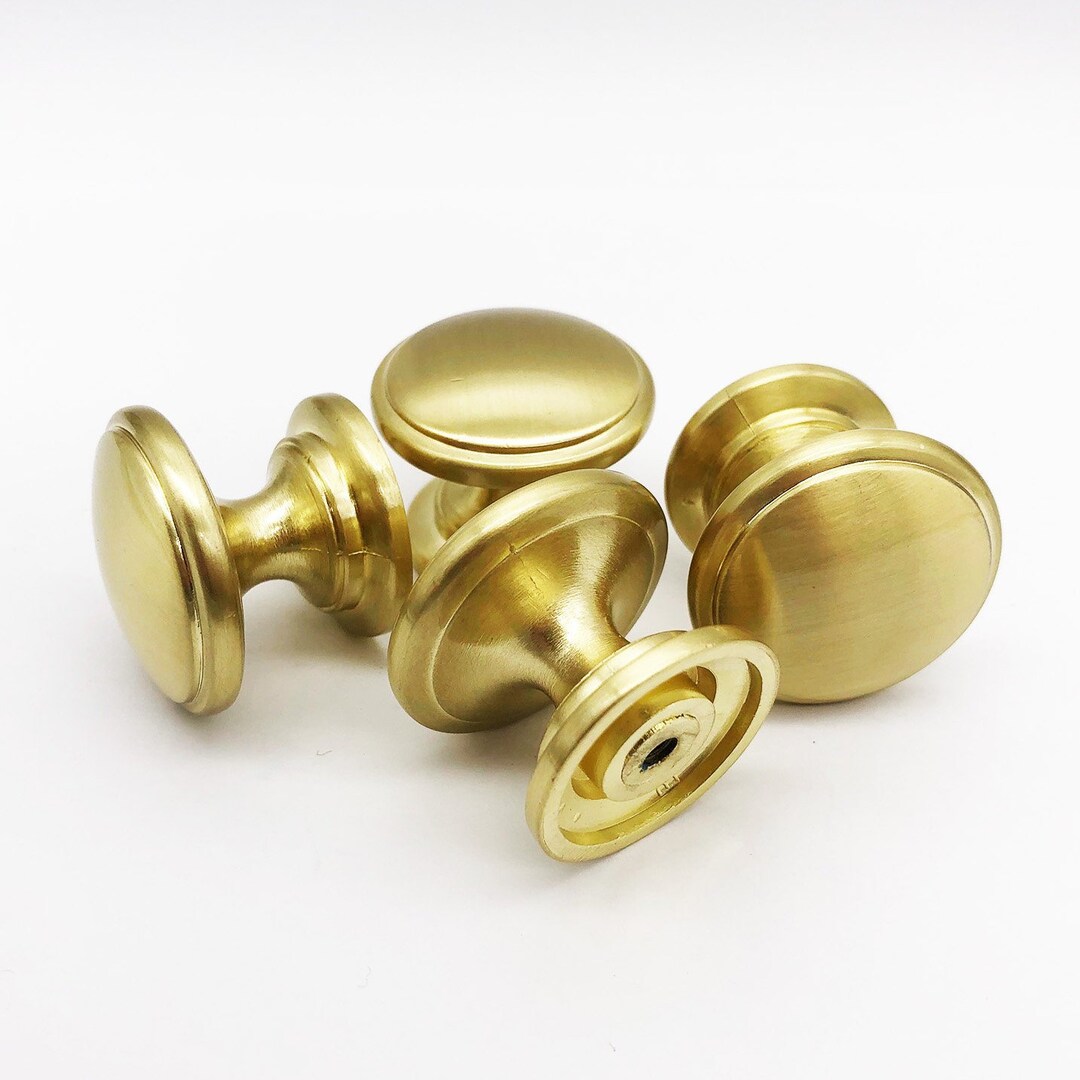 Brushed Gold Round Knobs, Pulls, Drawer Pulls, Drawer