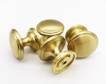 Brushed Gold Round Cabinet Knobs, Cabinet Pulls, Drawer Pulls, Drawer Knobs, Knobs, Round Knobs for homes, offices, cafes, restaurants etc.