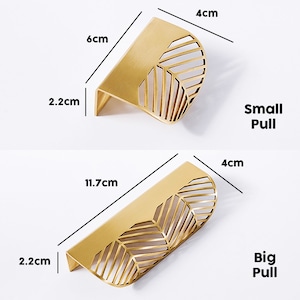 Brass Gold Leaf Design Invisible Drawer Pulls, Cabinet Pulls, Wardrobe ...