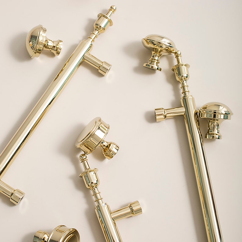Polished Gold, Chrome Brass Cabinet Pulls, Cabinet Knobs, Drawer Pulls, Drawer Knobs, Cabinet handles, Wardrobe Pulls, Brass Pulls image 6