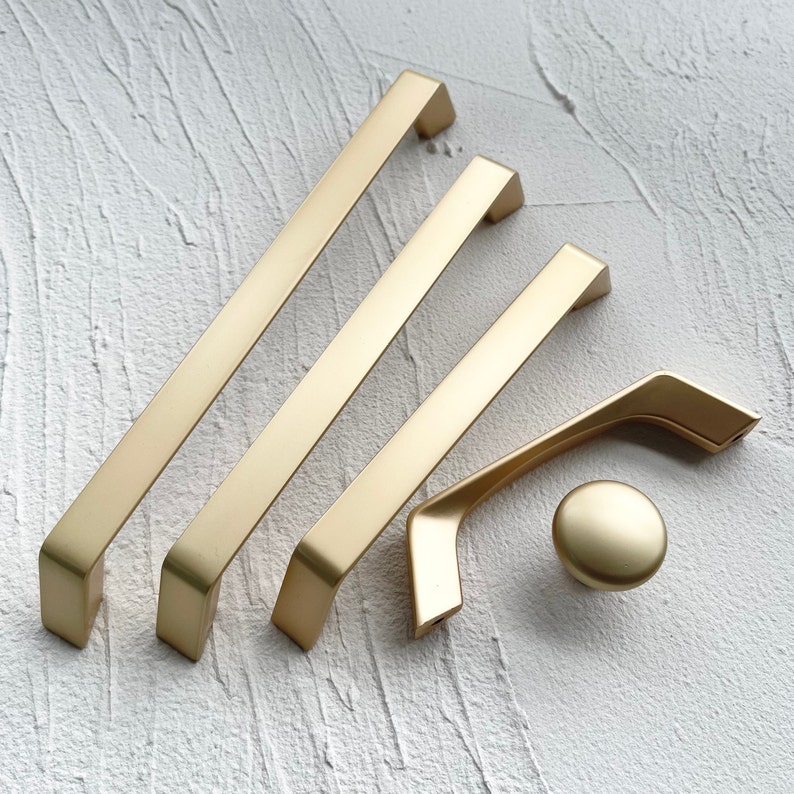 Matte Champagne Gold Pulls Knobs Drawer Etsy Australia