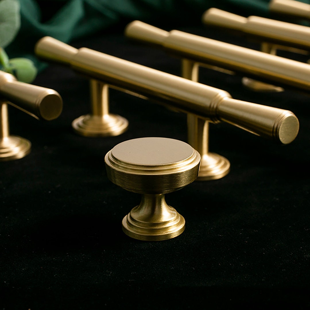 Gold Brass Pulls Rimmed, Knobs, Dresser Pulls and Knobs, Drawer Pulls, Drawer