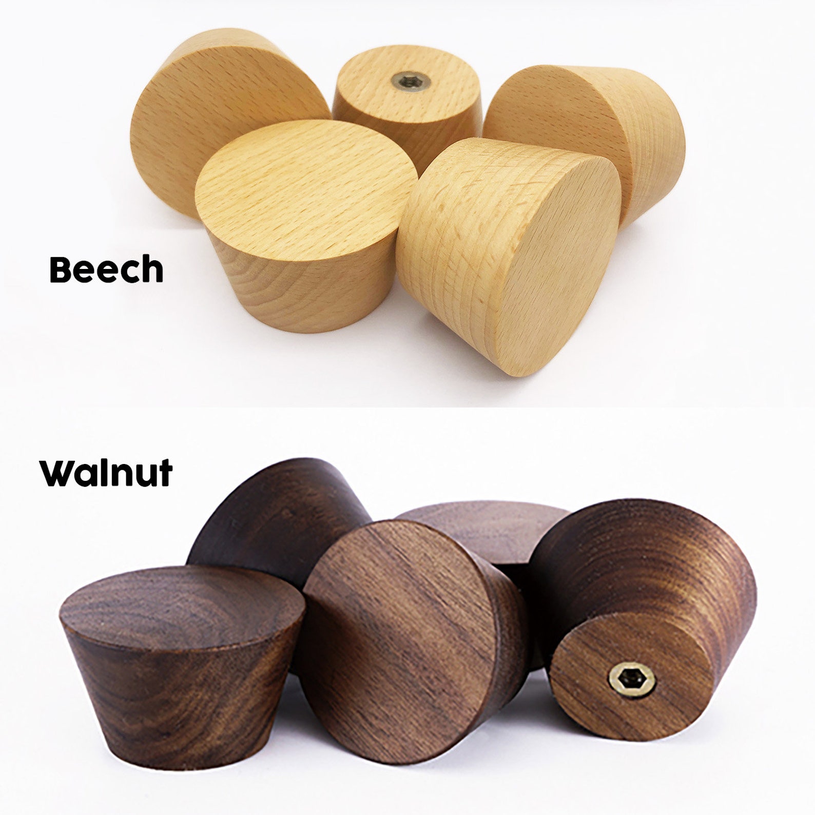 Beech and Walnut Circular Wall Hooks Circle Wood Wall Hooks Etsy