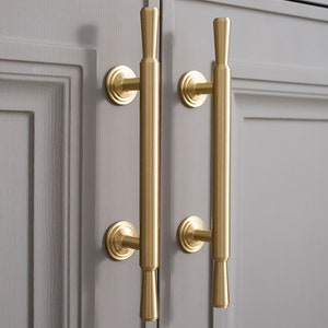 Gold Brass Cabinet Pulls Rimmed, Cabinet Knobs, Dresser Pulls and Knobs, Drawer Pulls, Drawer Knobs, Wardrobe Pulls, Wardrobe Knobs image 2