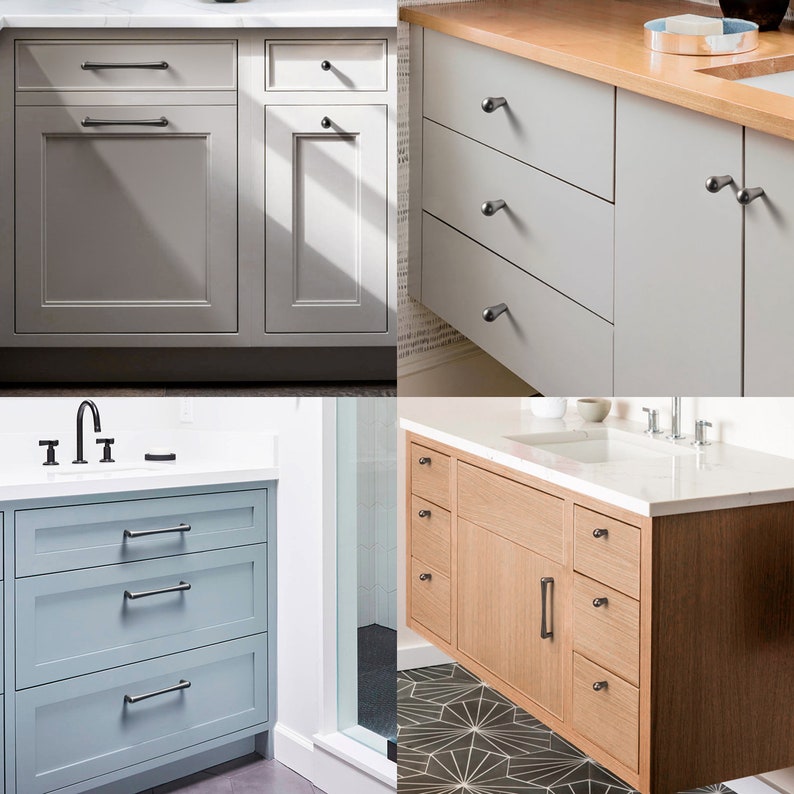 Matte Gunmetal Grey Pulls Knobs Drawer Etsy