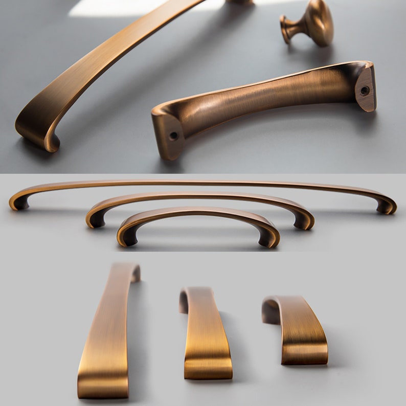 Tiradores de gabinete de bronce cepillado perillas de | Etsy
