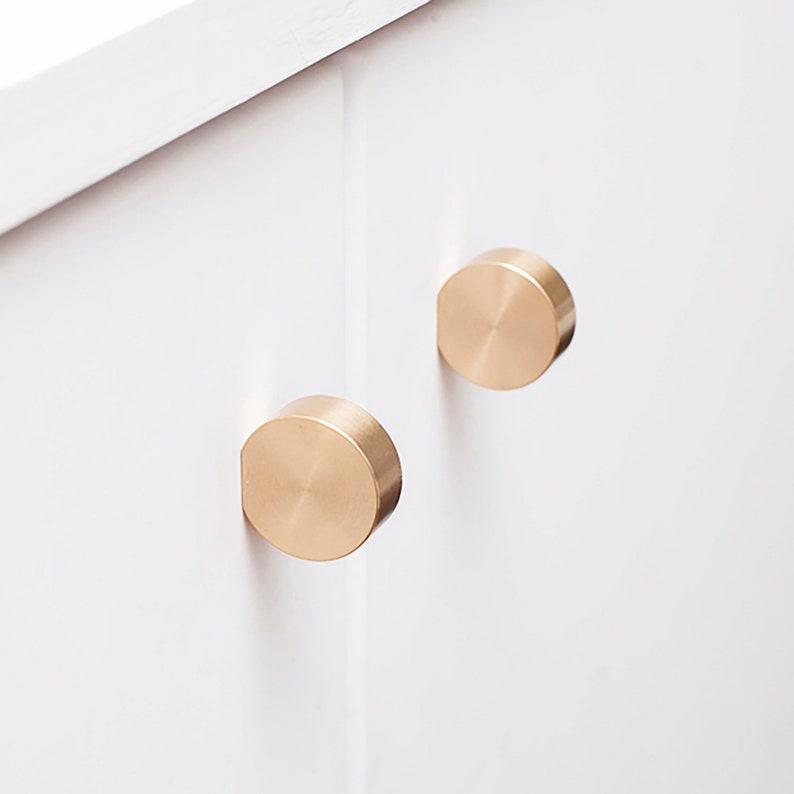 Gold Brass Kitchen Cabinet Round Knobs, Drawer Knobs, Drawer Pulls, Wardrobe Knobs, Round Knobs for homes, offices, cafes, restaurants etc. image 3