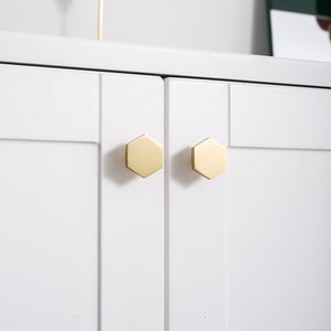 Hexagon Gold Brass Cabinet Pulls, Cabinet Knobs, Dresser Pulls, Dresser Knobs, Drawer Pulls, Drawer Knobs, Wardrobe Pulls, Wardrobe Knobs image 4