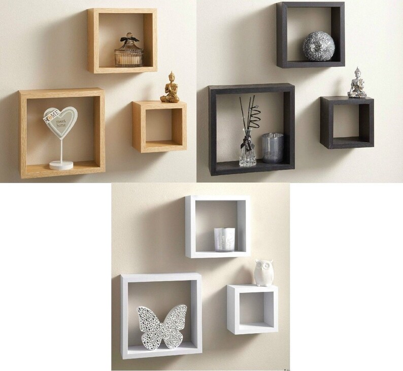 Modern Set of 3 Floating Wall Cube Shelves Display Shelf in Etsy