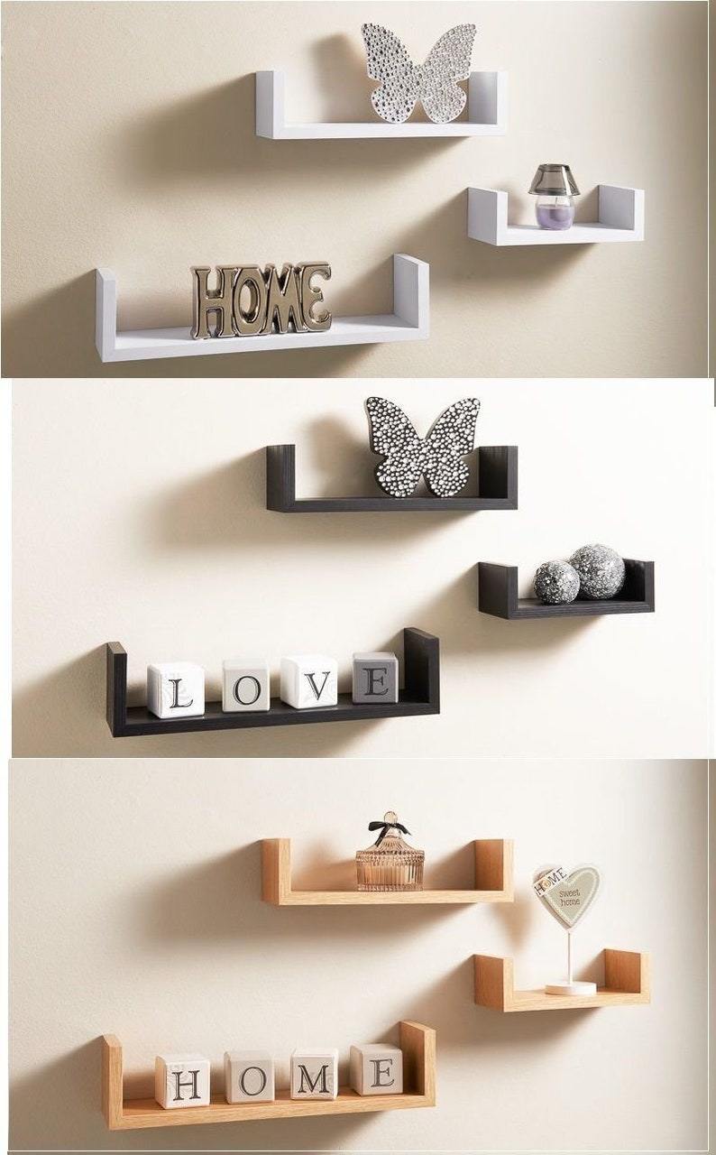 Set of 3 U shape floating wall shelves display shelf White Etsy