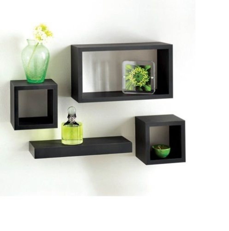 Home Garden Modern Set Of 4 Floating Wall Shelves Storage Display Cube Shelf White Black Oak Furniture - Wall Cube Shelf Black Home Garden Modern Set Of 4 Floating Wall Shelves Storage Display Cube Shelf White Black Oak Furniture - Wall Cube Shelf Black