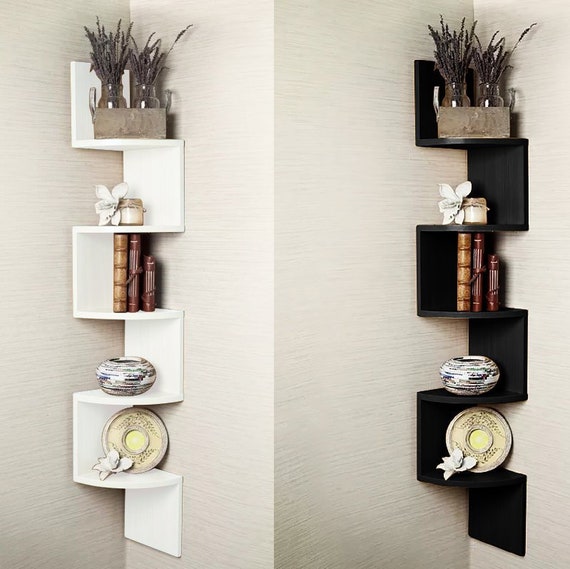 5 Tier Corner Shelf Floating Wall Shelves Storage Display Etsy