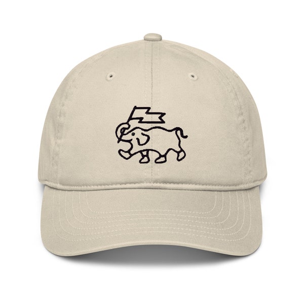 Cotton-Embroidered Hat-Elephant | Low-Profile 6 Panel Chino Cotton Baseball Cap for Men/Women