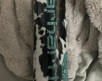 Carhartt cowhide and turquoise 20oz tumbler- Western