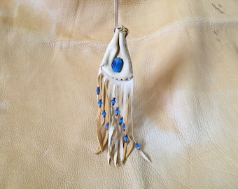 Crazy Lace Agate & Deer Medicine Bag