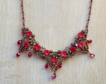 ヴィンテージ コリーン・トーランド XO ピンク グリーン ビーズ