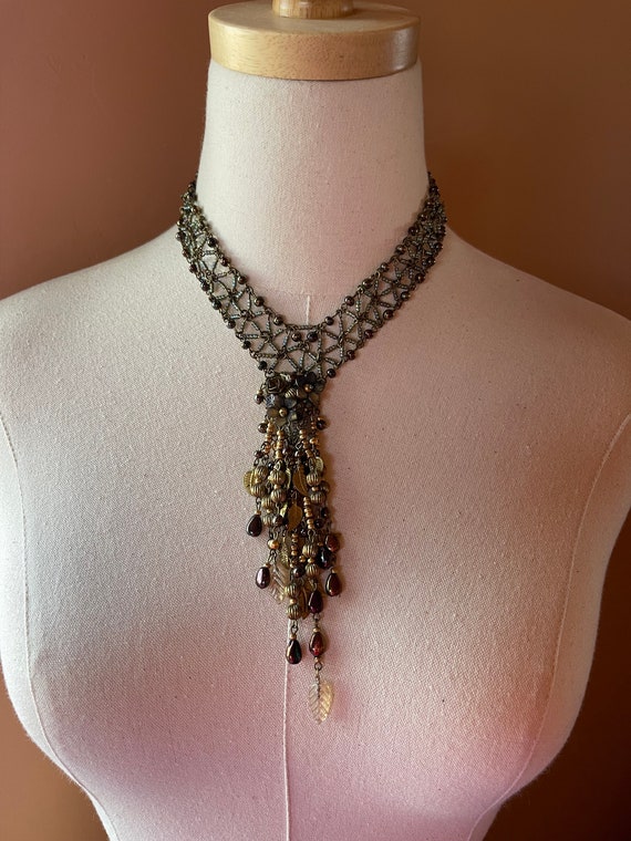 Vintage COLLEEN TOLAND Bronze tassel lariat neckl… - image 8