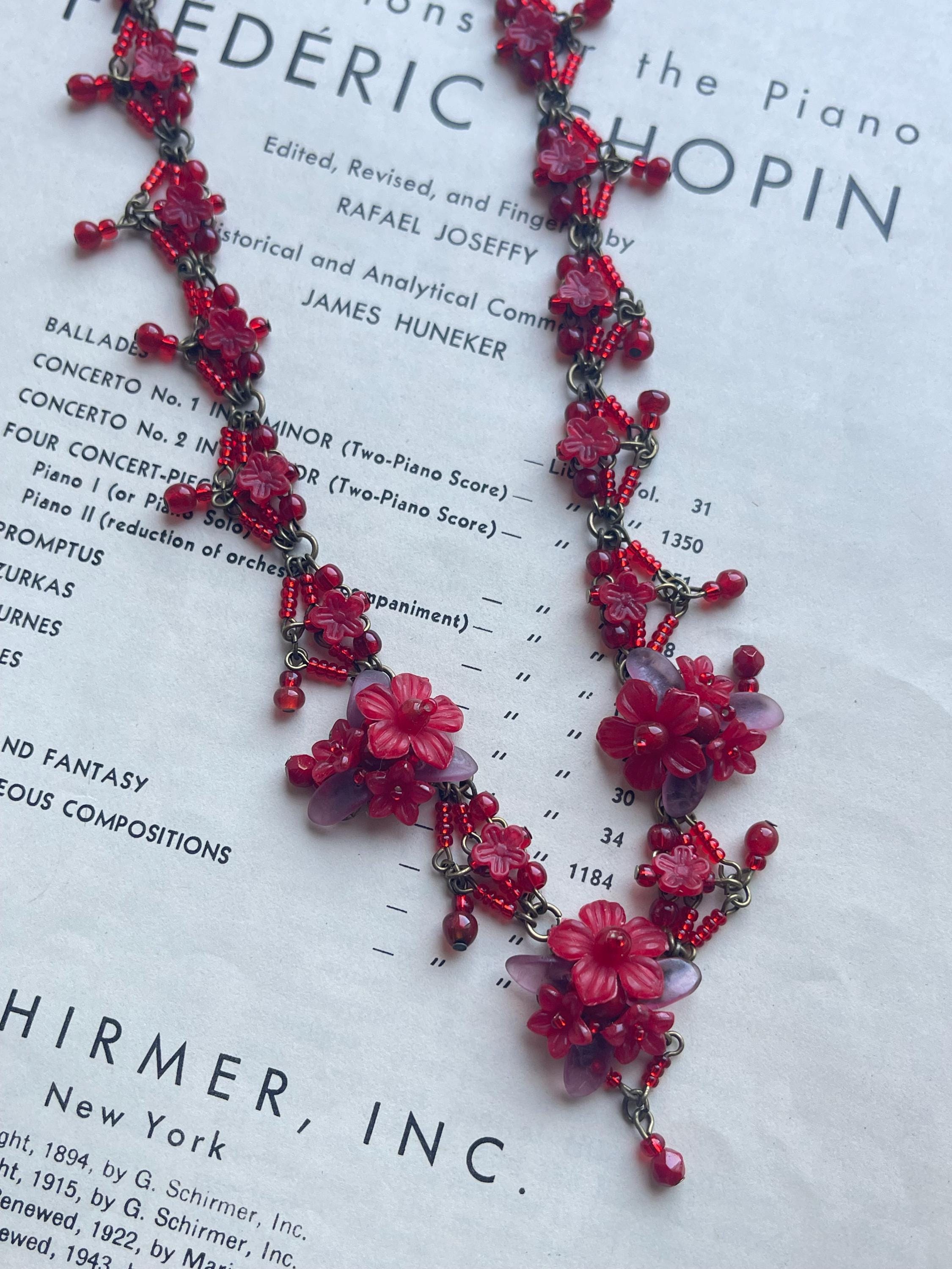 ヴィンテージ COLLEEN TOLAND レッドフラワー イヤリング＆ネックレス