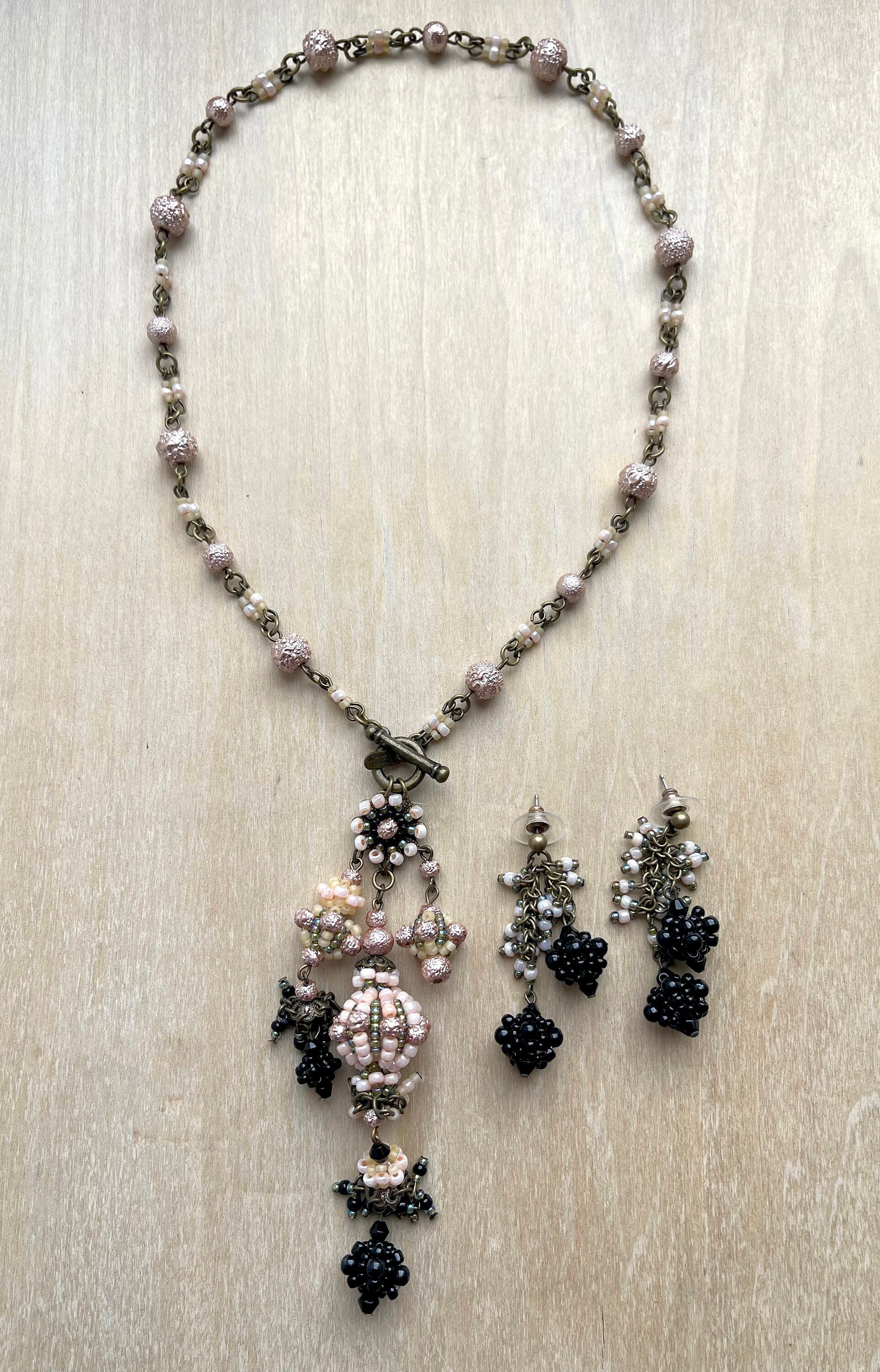 ヴィンテージ COLLEEN TOLAND ピンク ブラック トグル タッセル