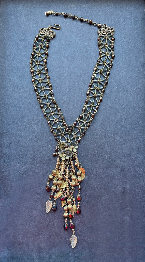 Vintage COLLEEN TOLAND Bronze tassel lariat neckl… - image 2