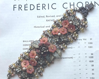 66 Colleen Toland フラワーモチーフ ブレスレット ピンク系 Vintage