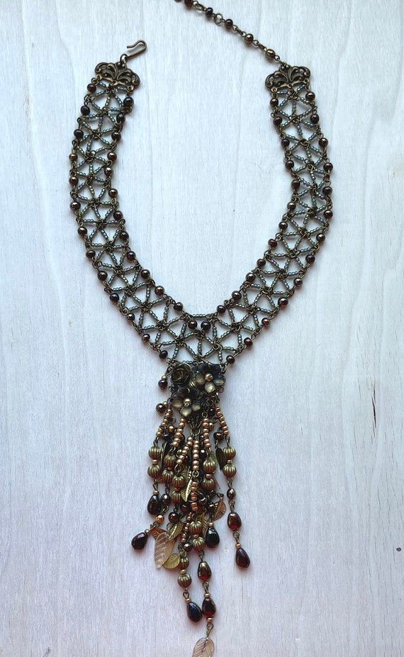 Vintage COLLEEN TOLAND Bronze tassel lariat neckl… - image 6
